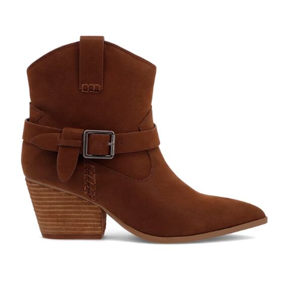 MIA Clement Stacked Heel Western Prairie Booties in Brown NEW Size 8.5 - Picture 2 of 7